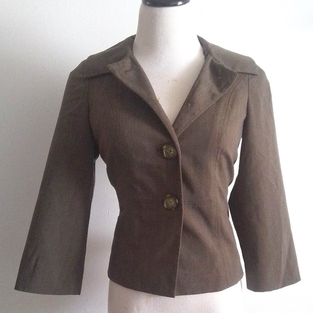 Women's Chocolate Brown BANANA REPUBLIC Cropped Fitted Blazer